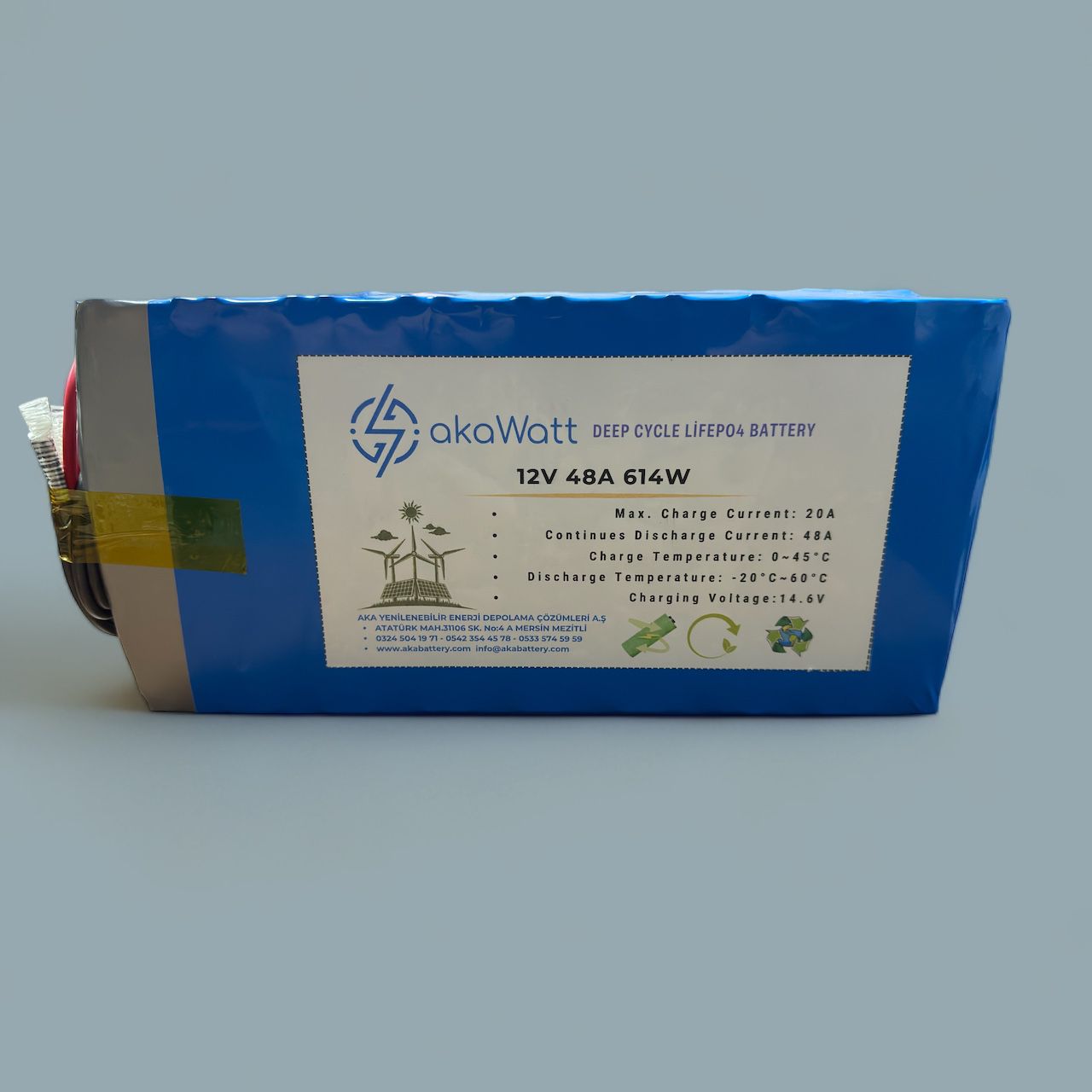 akaWatt 12.8 Volt Lityum LifePo4 Batarya 48 Amper 614W